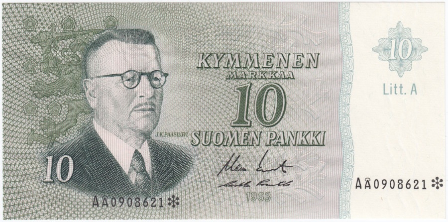 10 Markkaa 1963 Litt.A AÅ0908621*